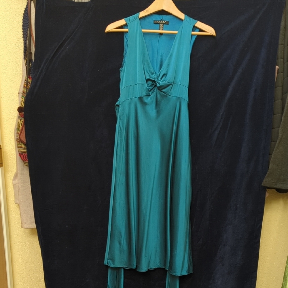 Pure Silk Teal Midi Dress